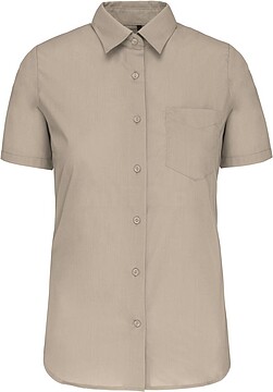 Camisa popeline poliéster/ algodão manga curta de tratamento fácil de senhora K548