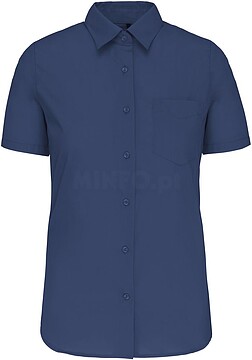 Camisa popeline poliéster/ algodão manga curta de tratamento fácil de senhora K548