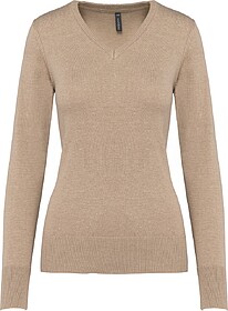 K966 Pullover de senhora decote V tam: M cor: Beige heather ...