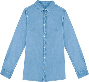 NS503 Camisa eco-responsável com aspecto lavado de senhora ...