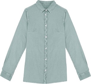 NS503 Camisa eco-responsável com aspecto lavado de senhora ...