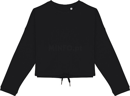 Sweatshirt eco-respons&rsquo;ável decote redondo oversize crop de senhora NS429