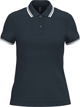 Polo de manga curta para mulher com riscas em contraste K273