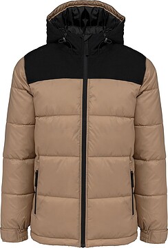 Parka acolchoada com capuz bicolor unissexo K6163