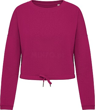 Sweatshirt eco-respons&rsquo;ável decote redondo oversize crop de senhora NS429