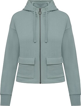 Sweatshirt eco-responsável com fecho e capuz French Terry de senhora NS409