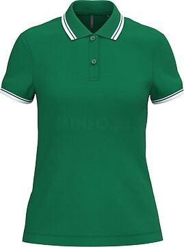 Polo de manga curta para mulher com riscas em contraste K273