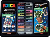 Estojo Pop Colours Masculino de Metal com 20 Marcadores de Pintura - Variedade de Cores e Traços - Ponta de Poliéster - Tinta Pigmentada à Base de Água - Resistente à Luz - Cores Sortidas 302422187