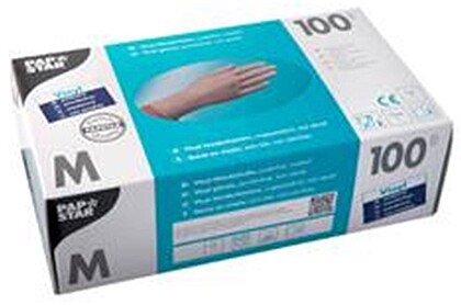 6841077 : Luvas Vinil s/Pó Tamanho (M) Transparente (Pack 100un)