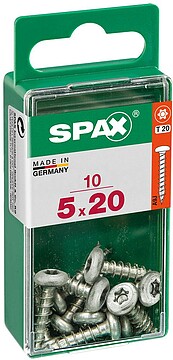 G-18309 : 18309 CAIXA 10 unid. PARAFUSO Madeira SPAX CAB. REDONDA WIROX 5,0x20mm SPAX