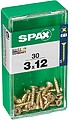 Caixa 30 unid. Parafuso Madeira Spax Cab. Plano Amarelo 3,0x12mm Spax G-18329