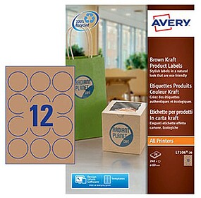 L7106-20 : ETIQUETA ADHESIVA AVERY KRAFT EFECTO CARTON REDON...
