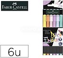 Pack Faber-Castell Black Edition de 6 Canetas de Escrever com Ponta Pincel - Tinta à Base de Corantes Alimentares - Cores Pastel Sortidas 116453