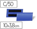 Bolsa Durable Magnetica 100X38 MM Plastico Azul Janela Transparente Pack de 50 Unidades