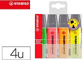 Stabilo Boss 70 Pack de 4 Marcadores Fluorescentes - Traço entre 2 e 5mm - Recarregável - Tinta à Base de Água - Cores Sortidas 70/4