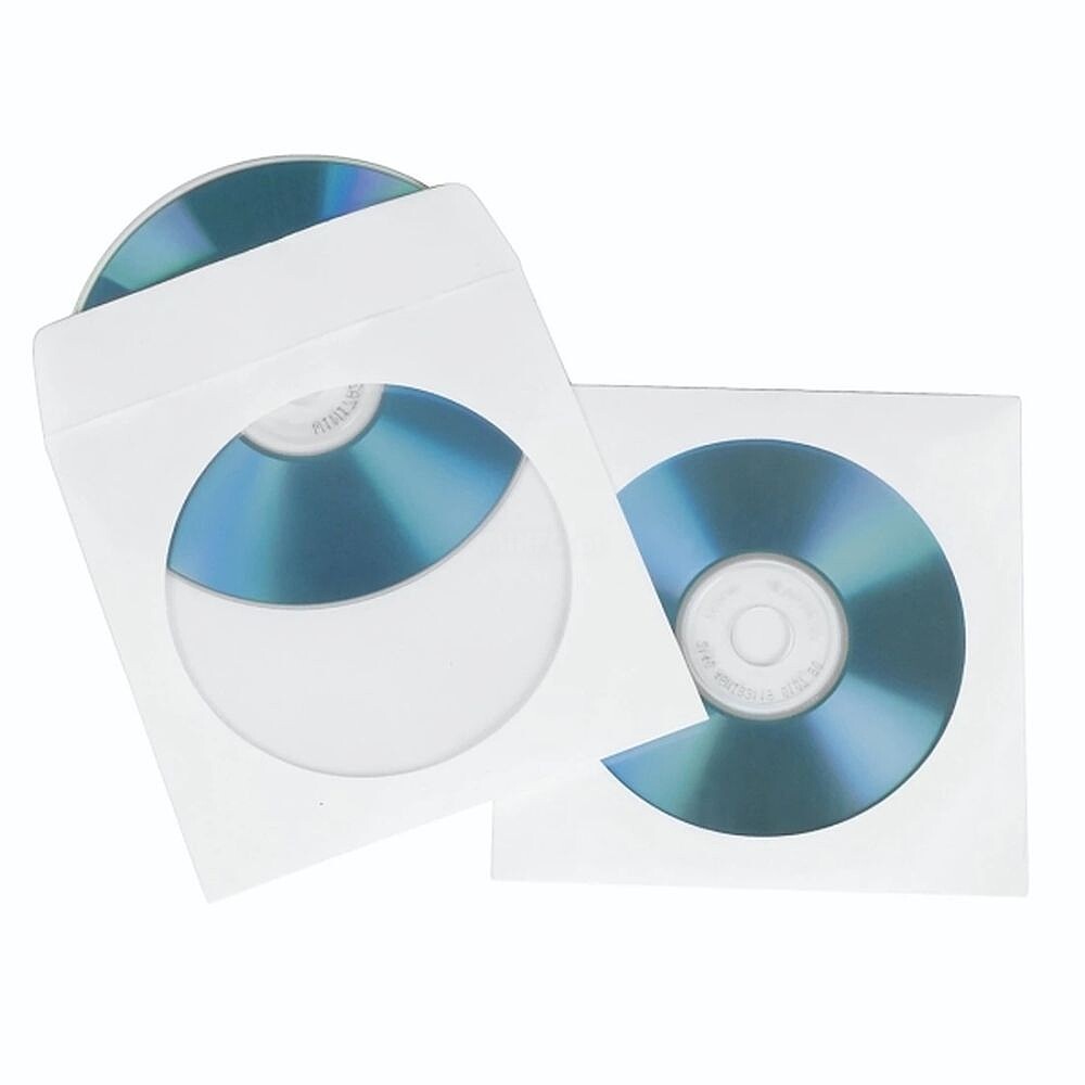 Hama Pack de 100 Capas para CD/DVD - Papel com Janela - 12.5x12.5x0.1cm - Cor Branca HA00051174