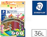 Staedtler Noris Colour 185 Pack de 36 Lápis Hexagonais de Cores - Fabricados em Wopex - Muito Resistentes - Madeira de Fontes Sustentáveis - Cores Sortidas 185 CD36