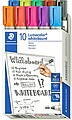 351 B10 Staedtler Lumocolor 351 Pack de 10 Marcadores para Pizarra Branca - Ponta 2mm Aprox - Secagem Rápida - Cores Sortidas