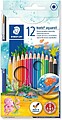 Staedtler Noris Aquarela Pack de 12 Lápis Hexagonais de Cores + Pincel - Madeira de Florestas Sustentáveis - Cores Sortidas 144 10NC12