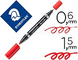 Staedtler Lumocolor 348 Marcador Permanente de Duas Pontas - Secagem Rápida - Cor Vermelha 348-2