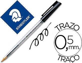 50 x Esferográfica Staedtler Stick preta Esferográfica Sta...