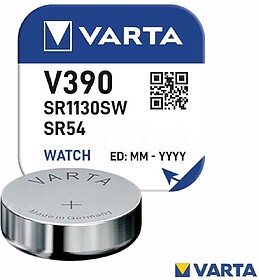 POV-V390 : Pilha Óxido Prata Botão V390/SR1130SW/SR54 1.55...