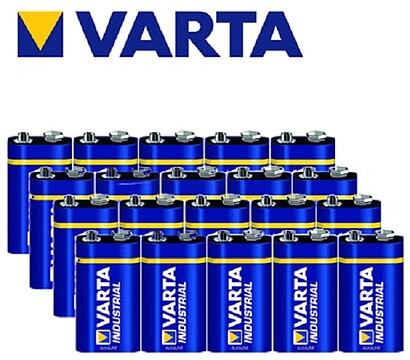 309VAI : Conjunto 20 Pilhas Alcalinas 9V Varta Industrial