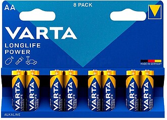 Pilha Alcalina Varta Long Life Power AA LR06 Pack 8 Unidades...