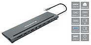 Estação de ligação conceptronic USB tipo C DONN17G 2 x HDMI - 1 x DP - 2 x USB 3.0 - 1 x USB 2.0 - 1 x RJ45 - 1 x AUX - leitor de cartões SD - leitor de cartões Micro SD