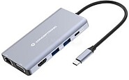 Conceptronic Dock USB-C 1xHDMI 1xVGA 3xUSB3 RJ45 Leitor de Cartões 3.5 100W PD DONN20G