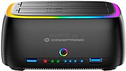 Docking Conceptronic DONN36B USB-C RGB Doble Bahia SATA HDD SSD 2.5” 3.5” Clonado Offline 2XUSB-A SD