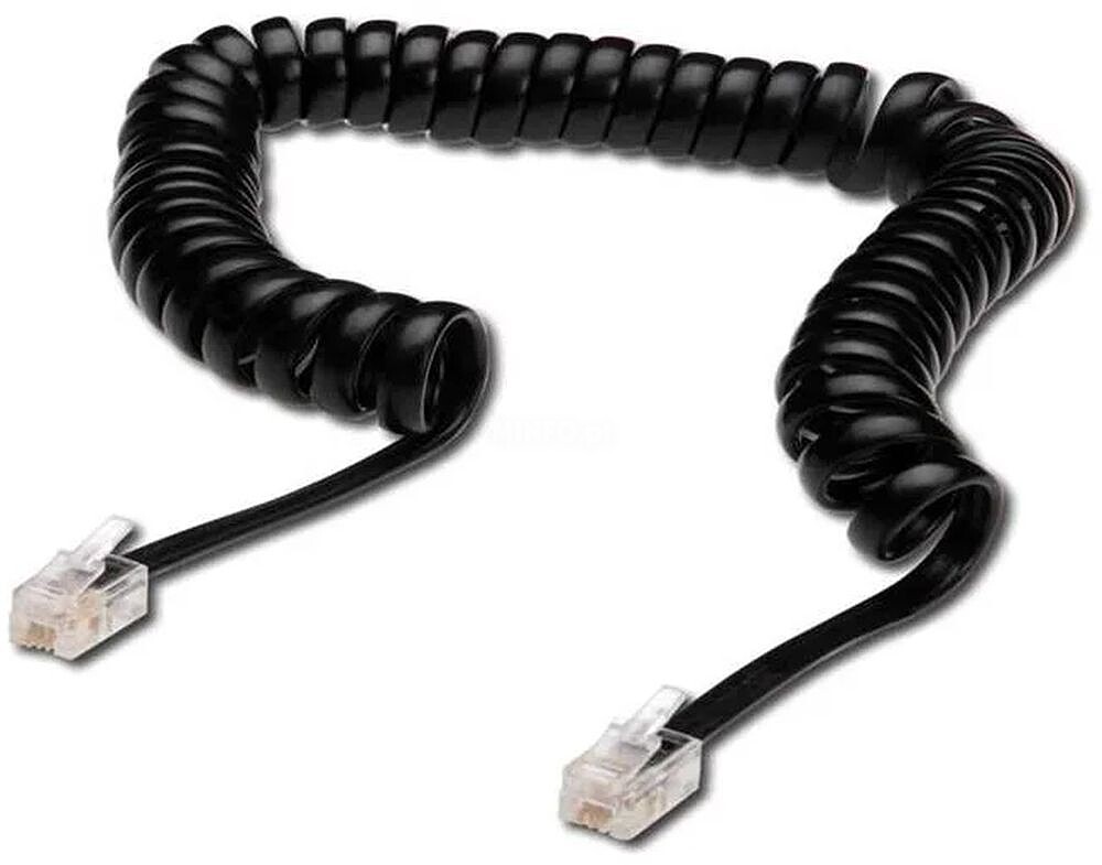 Cabo de ligação UAE, RJ10 M/M, 4.0m, CU, 4x7x0,12mm, plano, helicoidal, preto AK-460101-040-S