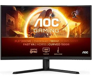MONITOR AOC VA 32” (31,5”) 16: 9 QHD CURVO 1MS 180HZ HDM...