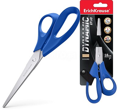 Erichkrause Tesouras Dinâmicas com Laminas de Aço Inoxidável 18cm - Afiação Dupla Avançada - Resistente à Corrosão - Empunhaduras Ergonómicas - Cores sortidas Aleatórias 14869