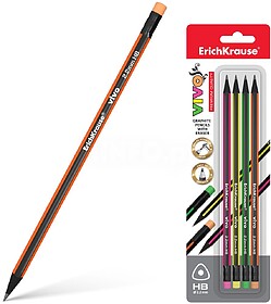 Erichkrause Vivo HB Pack de 4 Lápis de Grafite Triangulares...