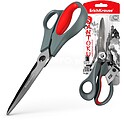 Erichkrause Santoku Multifuncional 3 em 1 Tesouras 20,5cm - Permite Cortar Facilmente Cordões, Cordas, Fios e Talos de Plantas - Corta-Fios Incorporado - Cor Cinzento/Vermelho 56923