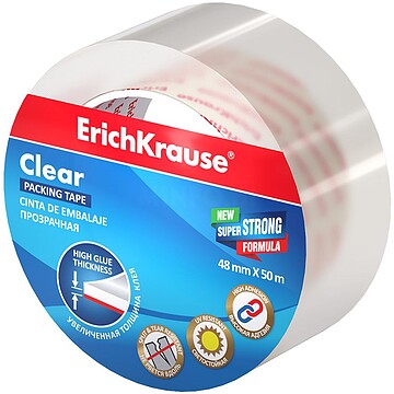Erichkrause Selante de Embalagem Transparente 48mmx50m - Alta Aderência - Resistência ao Rasgo 59674