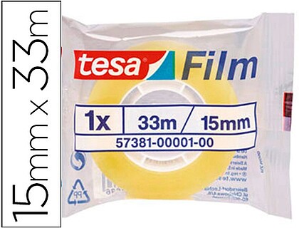 57381-00001-02 Tesa Tesafilm Standard Fita Autocolante Transparente 15mmx33m - Boa Aderência e Alta Resistência à Luz UV - Sem PVC