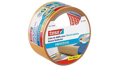Tesa Cinta Dupla-Face Universal 50mm x 10 Metros - Para Fixar Carpetes em Diferentes Superfícies - Para Artesanato e Decoração - Cor Branca 56171-00005-12