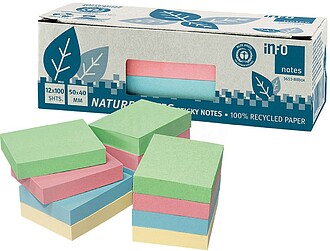 Bloco Notas Aderentes 050x040mm Recyc 4 Cores 100 Fls-Pack12...