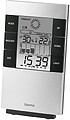 Hama Medidor de Temperatura e Humidade para Interior - Ecrã Digital - Relógio - Alarme - Previsão Meteorológica - Memória de Dados - Permite Pendurar na Parede - 8x1.8x13.4cm - Cor Preto e Prata HA00186379