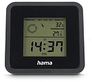 Hama Borneo Medidor de Temperatura e Humidade para Interior - Ecrã Digital - Relógio - Indicador de Conforto - 8x1.2x8cm - Cor Preto HA00185890