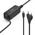 Hama Essential Fonte de Alimentação Universal para Portátil - Potência 65W - Voltagem 5-20V - Cabo de Entrada 1.2m - Cabo de Saída 1.2m - Power Delivery - GaN - Cor Preto HA00200023