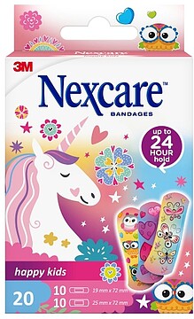 Nexcare Happy Kids Magic Pack de 20 Pensos Variados - Respiráveis - para Peles Delicadas - Cor Estampado Infantil N3-20-2G