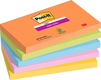 Post-it Super Sticky Pack de 5 Blocos de 90 Notas Adesivas R...