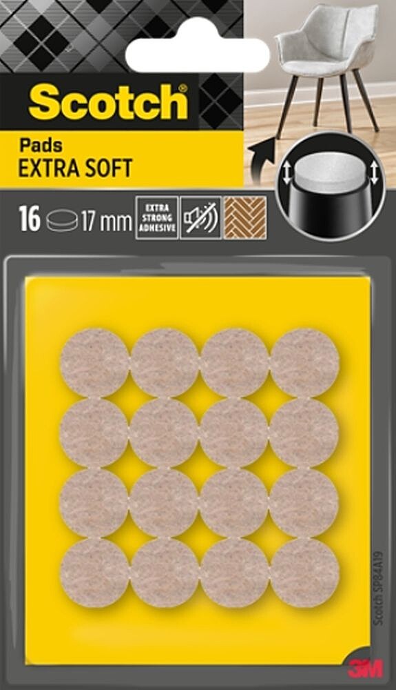 Scotch Pack de 16 Almofadas de Feltro - 17mm de Diâmetro - Extra Suaves - Cor Bege SP84A19
