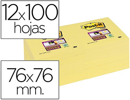 Bloco de notas adesivas post-it super sticky 76x76 mm com 12 blocos amarelo canário Bloco de notas adesivas post-it super sticky 76x76 mm com 12 blocos amarelo canário 70005197887