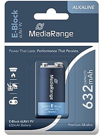 MRBAT107 : PILHA ALCALINA MEDIARANGE E-BLOCK 9V/632MAH/1PACK