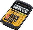 Casio WM-320T Calculadora de Secretária de 12 Dígitos - Teclado Destacável e Lavável IP54 - Ecrã Grande - Símbolos de Comando de Função - Alimentação Solar e Pilhas - Cor Amarelo/Preto