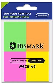 Pacote Bismarck de 4 Blocos de 50 Notas Adesivas 38x51mm - 4...